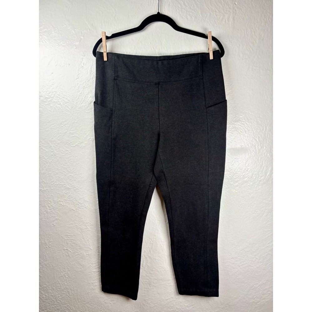 Rachel Zoe‎ Womens Dark Gray Leggings Pants Capri Pockets Sz 10 Loungewear Yoga
